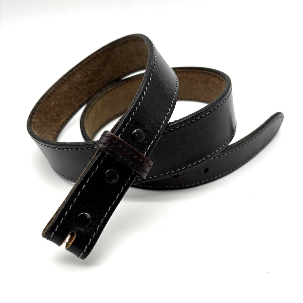 Vintage 90s CHACON Black Pull-up Leather Tapered Western Belt 32-35.5" No Buckle